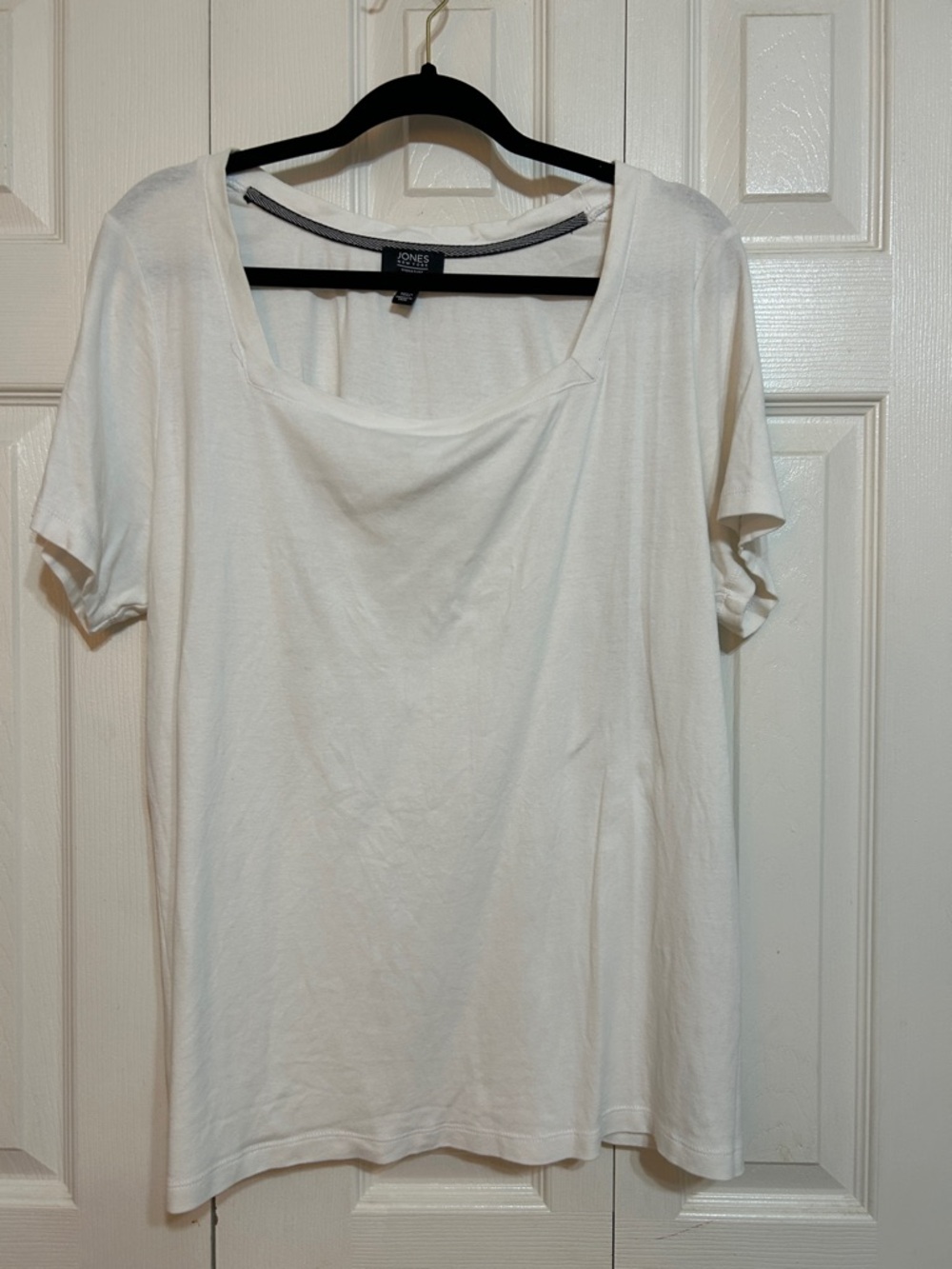 Jones New York Scoop Neck White Short Sleeve Top
